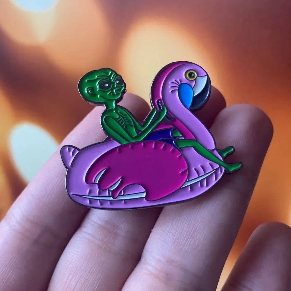 Pool Party Alien ET Enamel Pin/ Brooch